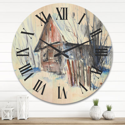 Vieille horloge murale en bois