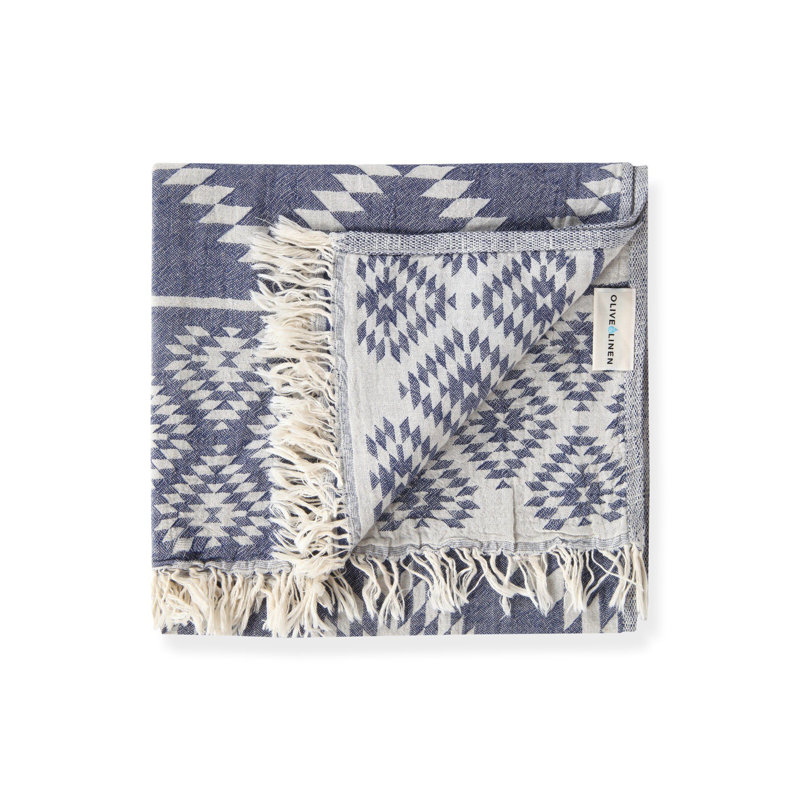 Ensemble de serviettes en coton turc 2 pièces Malden, Bleu marine