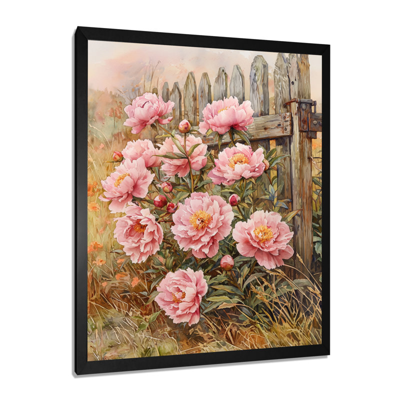 Gahagan - impressions sur toile florales, H 20 po x l 12 po, Picture Framed, Noir, noir, noir, noir