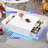 High Gloss Coffee Table with 2 Storage Drawers, 43" Square Coffee Tables with LED Lights, APP & Remote Control, Modern Living Room Center Table, White-735189974