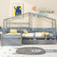 Lit plateforme simple avec 3 tiroirs de rangement - Lit simple en forme de L en bois massif, gris-964927211