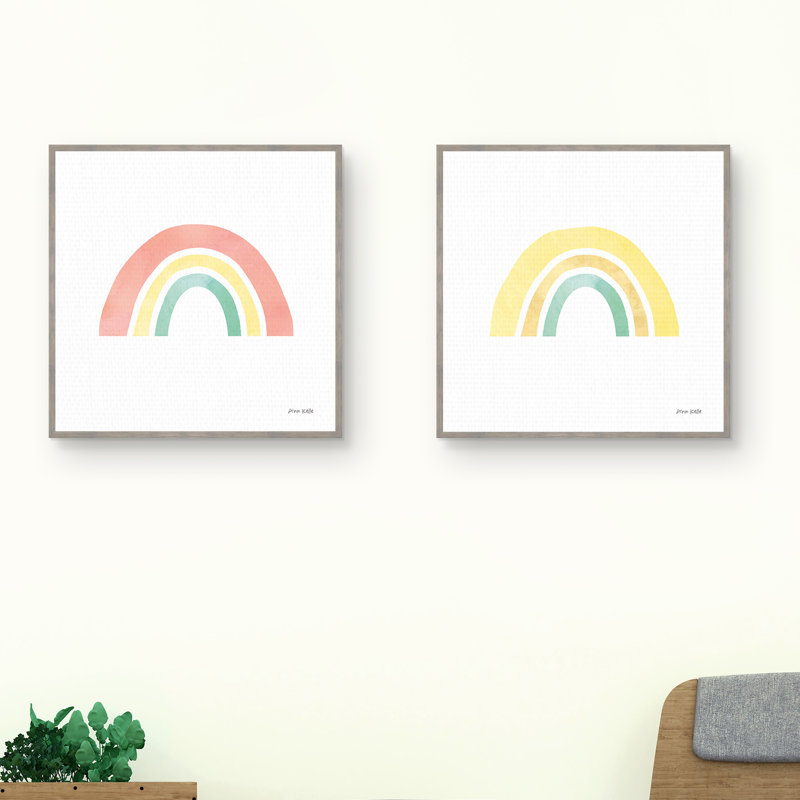 "Pastel Rainbow I & II" par Ann kelle, ensemble de 2 reproductions d’art sur toile encadrée