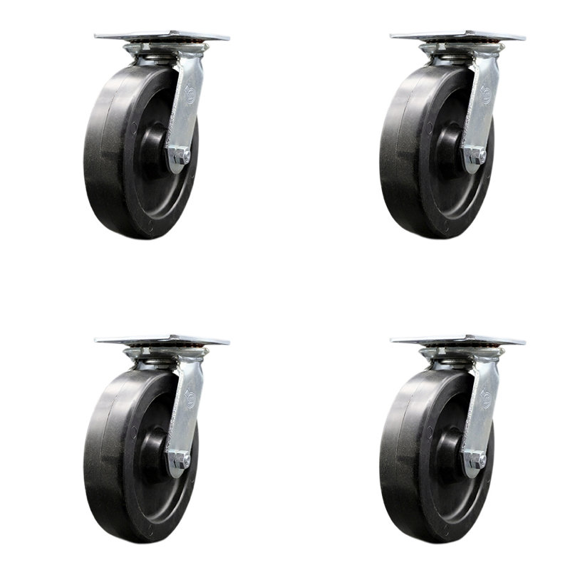Ensemble de roulettes robustes en polyoléfine de 8 pouces avec roulement à rouleaux