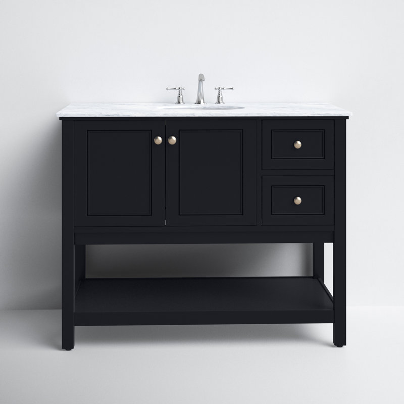 Bonsai 42'' Single Bathroom Vanity with Marble Top, Black