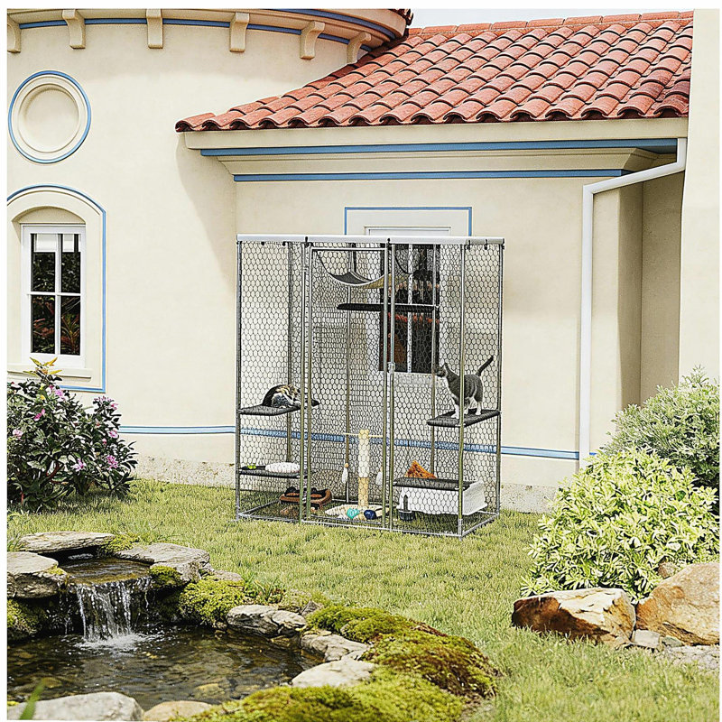 Cage pour animal de compagnie, enclos pour chat de patio, cage de chat pour l'extérieur