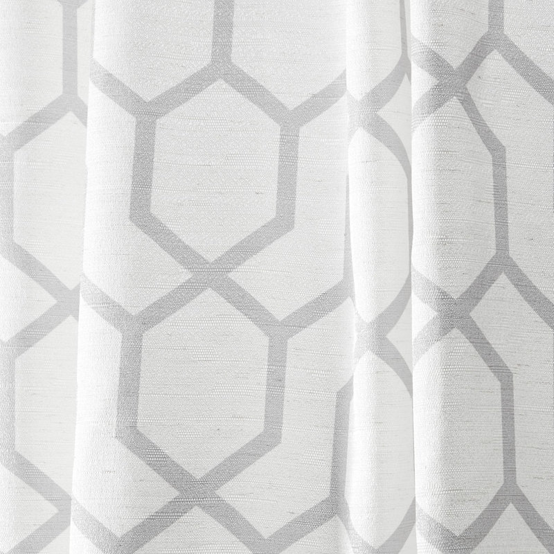 Nicole Miller Hexa Geometric Print Hidden Tab/Rod Pocket Top Light Filtering Curtain Panel Pair, Dove Gray, 54" x 96"