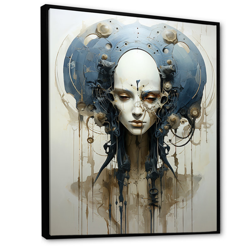 Minimalisme d'extraterrestres sur toile, H 20 po x l 12 po x P 1 po, Cadre flottant noir