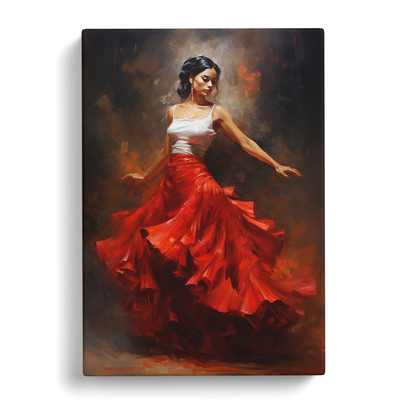 Flamenco Dancer Classicism - Wrapped Canvas Print, 60cm H x 40cm W x 3cm D