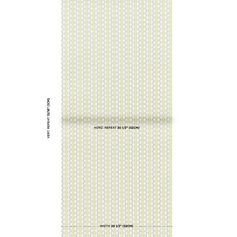 Schumacher x Neisha Crosland Centipede Stripe Wallpaper, Pea