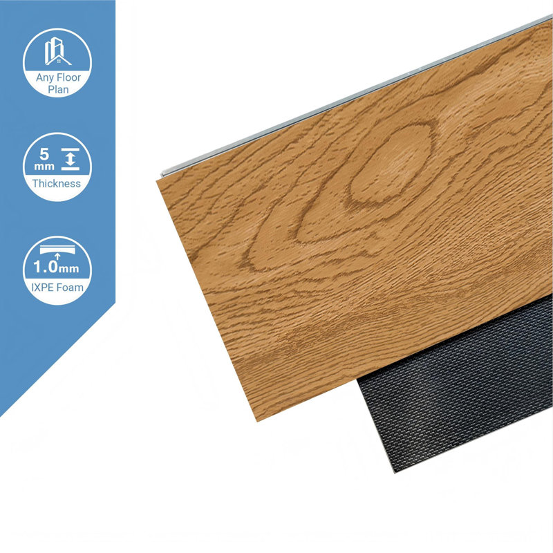7.17 In. X 48 In. 12Mil 5Mm Waterproof SPC Rigid Core Luxury Vinyl Plank Flooring, Sunny Oak