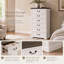 Commode verticale de style champêtre de 74 cm de large avec 6 grands tiroirs, commode de rangement haute avec un agencement spacieux de tiroirs, chambre à coucher-1336002583