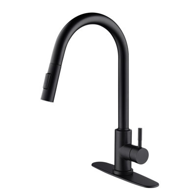 Robinet de cuisine noir mat avec robinet rétractable - Acier inoxydable, buse rotative à 360 degrés pour évier, purificateur efficace, compatible avec le poignet, corrosion et rouille, température et débit d'eau à une poignée