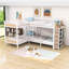 Lit superposé simple en métal avec 5 tiroirs, armoire ouverte et tablettes Quad-1177588866