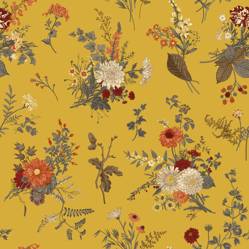 Yellow Autumn Pattern - Wrapped Canvas Print, 91cm H x 91cm W