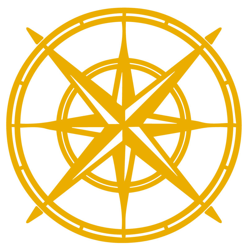 Décalcomanie murale boussole north star, Jaune signalisation, H 38 po x l 38 po x P 0,01 po