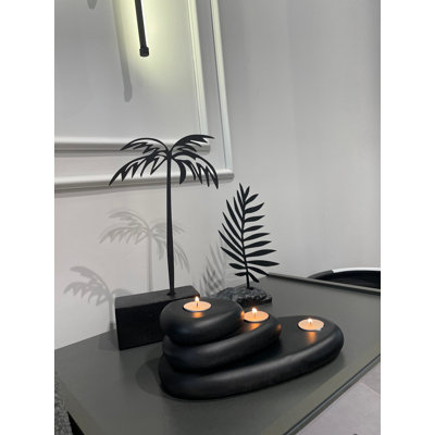 Accessoire décoratif en béton Cleland Premium, noir | Béton 100% polymère avec peinture organique | Élégant et durable pour une décoration moderne de maison et de jardin