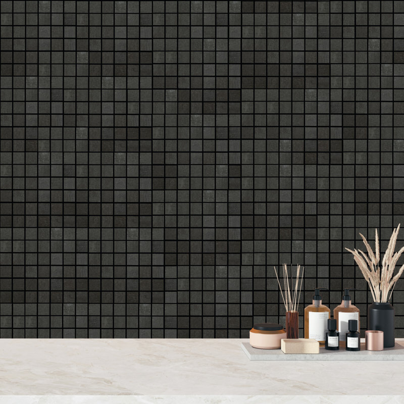 Native Rock 2" X 2" Porcelain Metal Look Tile Mosaic Sheet, Graphite