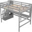 Lit mezzanine double avec escalier gris - Rehaussez votre chambre-47982388