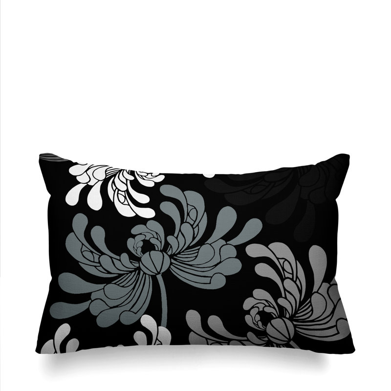 Coussin décoratif intérieur / extérieur Marilyn, 14 po x 20 po, Noir, Rectangle