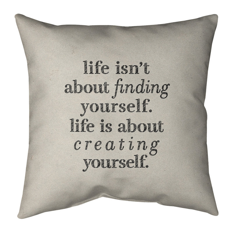 Coussin Handwritten, Beige / noir, 16 po x 1 po, Housse de coussin seulement - sans coussin