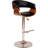 Allin Swivel Adjustable Height Bar Stool with Open Back in Faux Leather, Walnut Wood and Chrome-977653125