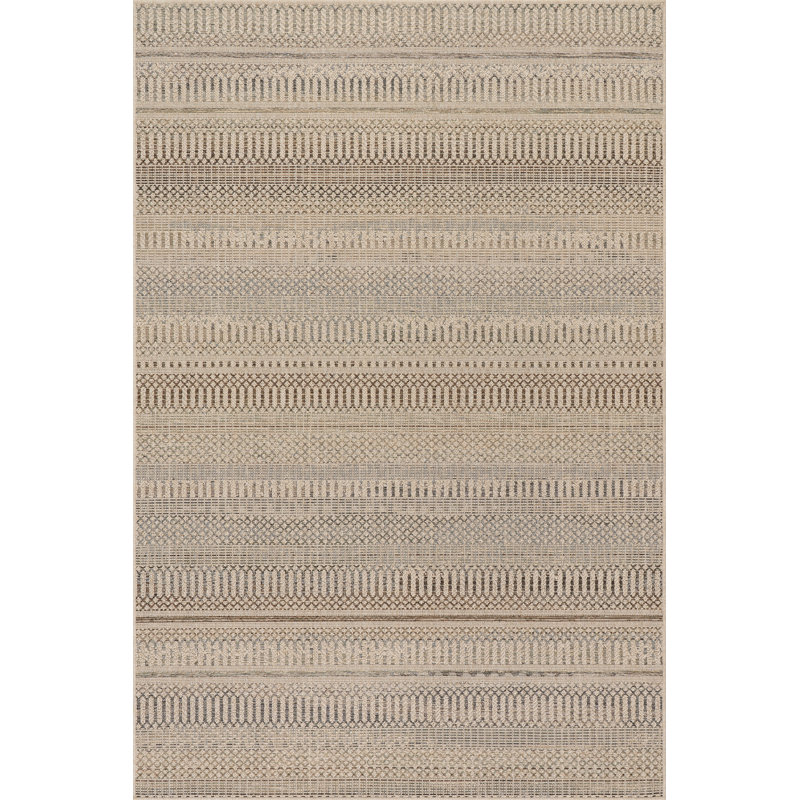  Saravine Bohemian Striped Area Rug, Rectangle 6'7" x 9'