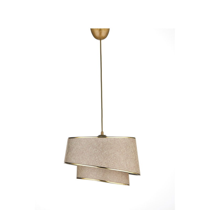 Lustre réglable élégant avec capuchon en tissu, finition beige et or, capuchon de 11,4 po de diamètre x 8,3 po de hauteur | Hauteur totale: 16,3 - 21,5 po | Douille E27, 40 W maximum | Parfait pour l'éclairage du salon, de la salle à manger et du vestibule