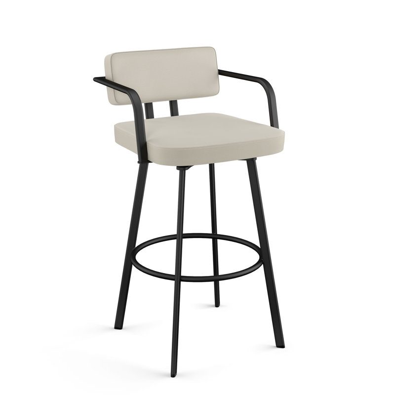 Tabouret de bar et de comptoir pivotant 17 Stories Darien, Gris clair, Tabouret de comptoir (siège d'une hauteur de 26,6