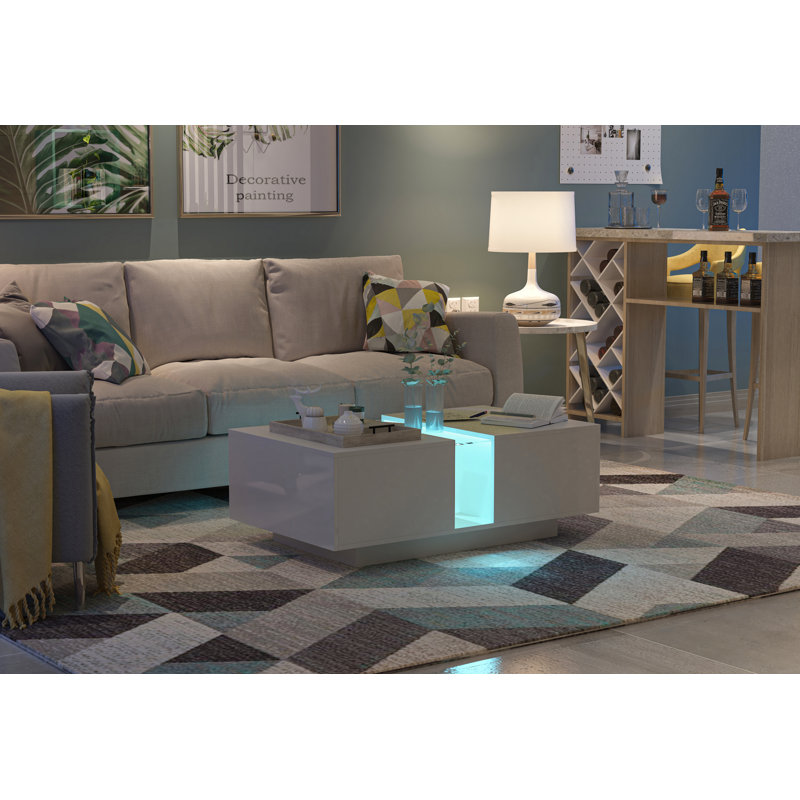 Coffee Table with Storage, White