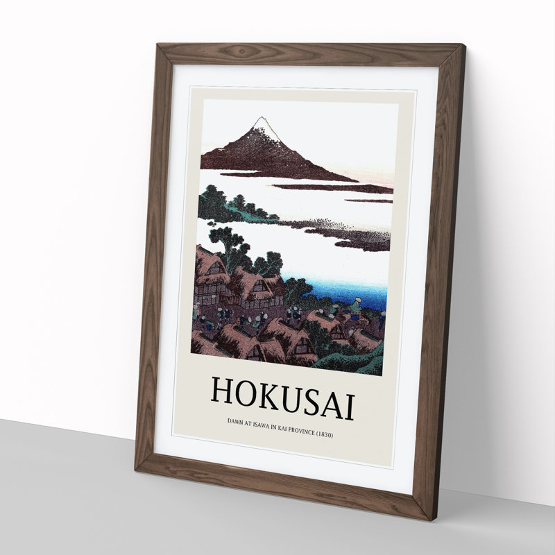 Dawn At Isawa In Kai Province by Katsushika Hokusai - Single Picture Frame Print, 36cm H x 27cm W x 2cm D, Walnut Framed