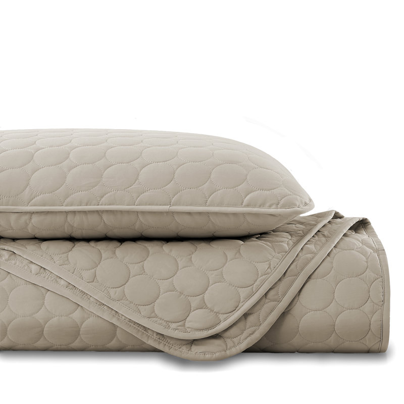 Sandy Taupe Twin Microfiber Quilt Set with Shams