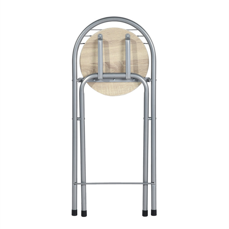 Modern Folding Bar Stools, Compact Kitchen Foldable Bar Stools With Backrest (Silver), Beech, 2