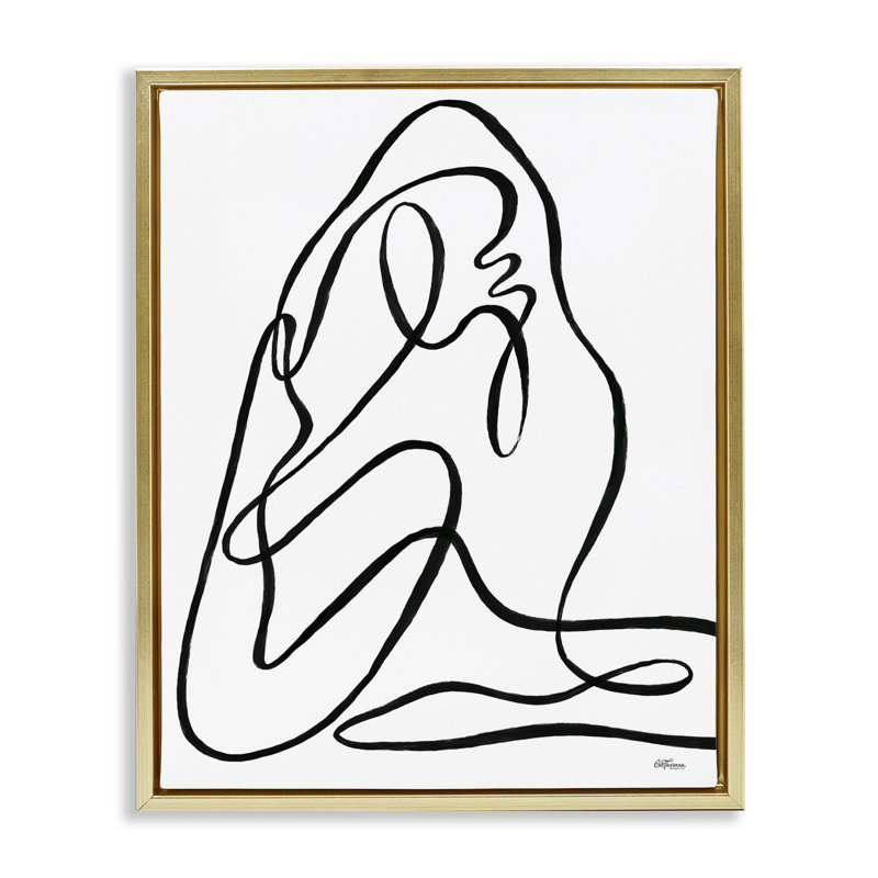 Art mural sur toile flottant "Doodle" par Cat Thurman Designs, H 31 po x l 25 po x P 1,7 po, Cadre flottant métallique doré