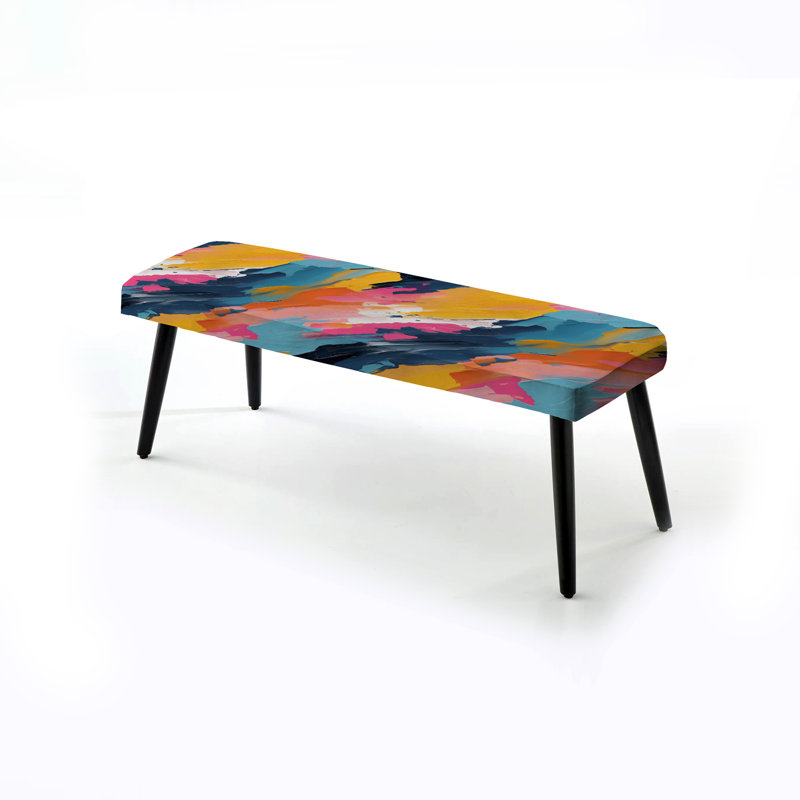 Synergy bleu et rose - Banc rembourré abstrait noir