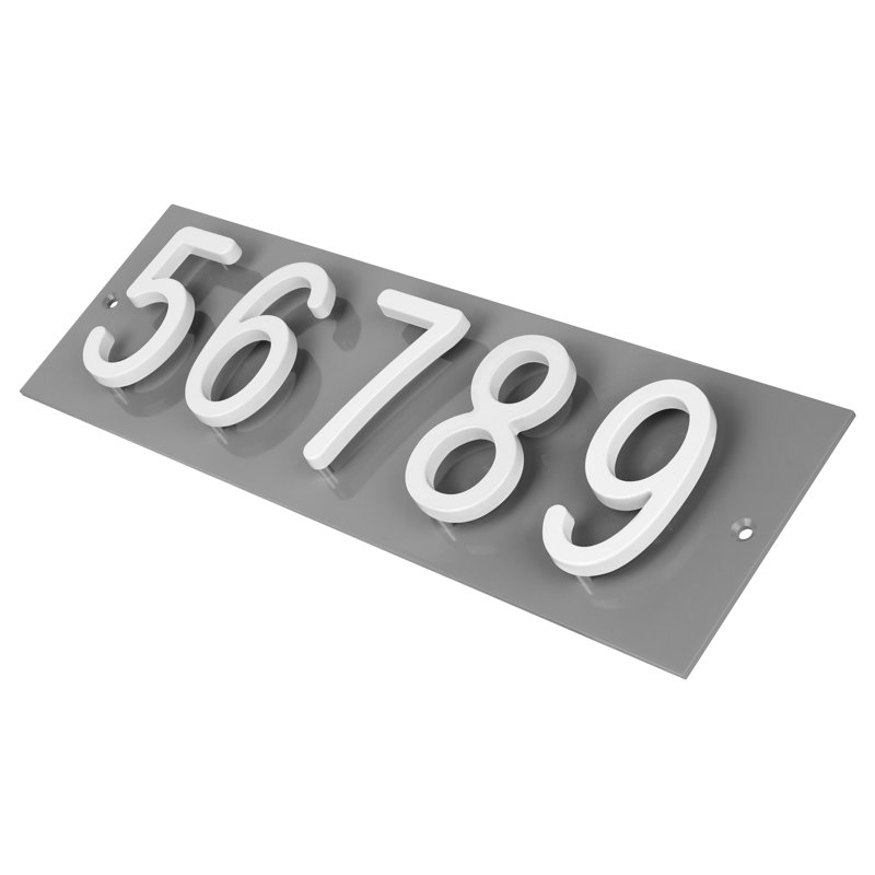 Plaque d'adresse horizontale AMGO, Blanc, Gris, Oui