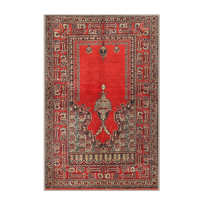 Tapis oriental rouge / gris, Rectangle 5 pi x 7 pi