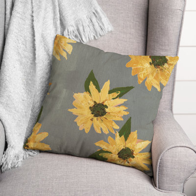 Painted Sunflower 9 Outdoor Square Pillow Cover & Insert