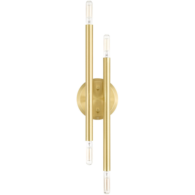4 Light ADA Wall Sconce w/ Steel Base - 5.125 inch: Elegant & Functional Lighting, Satin Brass
