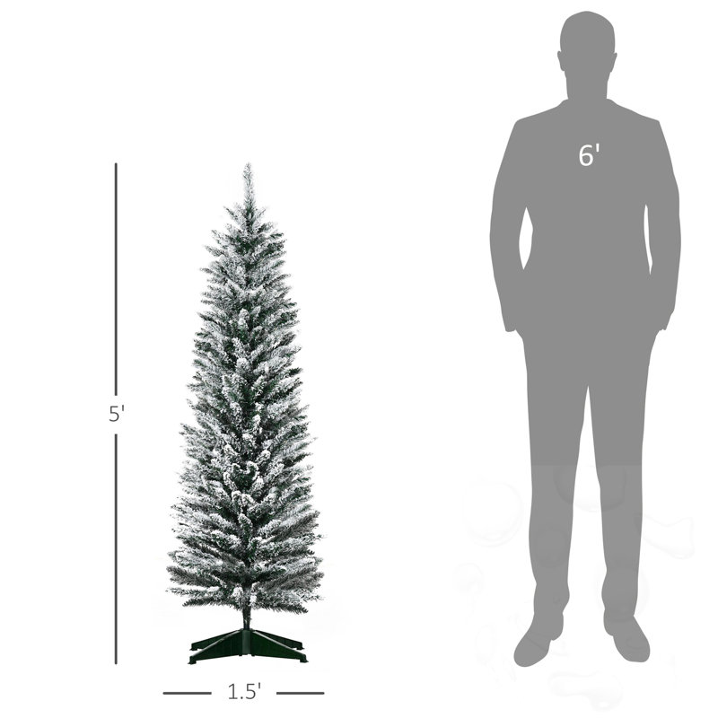 5ft Flocked Artificial Pencil Christmas Tree
