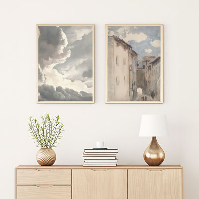 Élégantes peintures décoratives en panneau de fibres à densité moyenne (2 pièces), 8 po x 12 po | 100% panneau de fibres à densité moyenne avec une épaisseur de 3 mm, cadre 100% bois massif avec une épaisseur de 0,8 pouce | Parfait pour la décoration intérieure et les amateurs d'art, art mural élégant