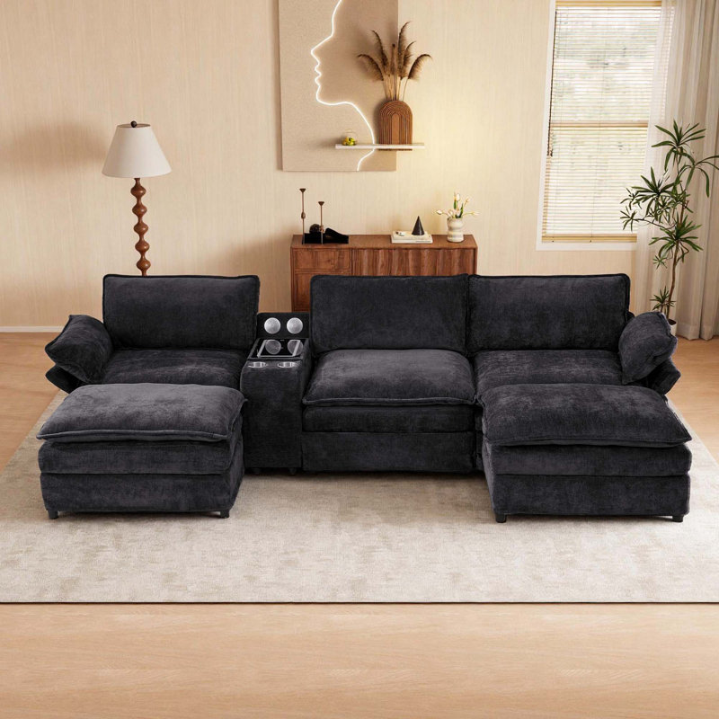 Modular Sectional Sofa, Multifunctional Living Room Furniture, Gray Fabric