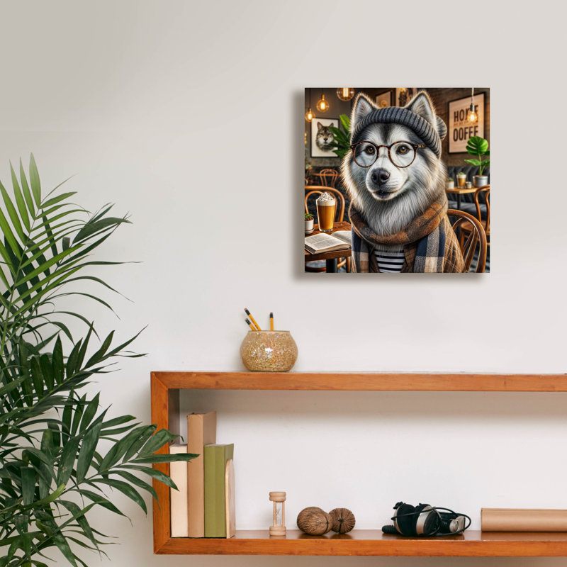 «Hipster Dog - Siberian Husky» par Rey Klimt, art mural sur toile, H 12 po x l 12 po x P 0,75 po
