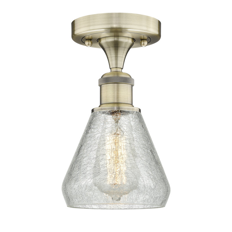 Ayios Glass Semi Flush Mount, Antique Brass