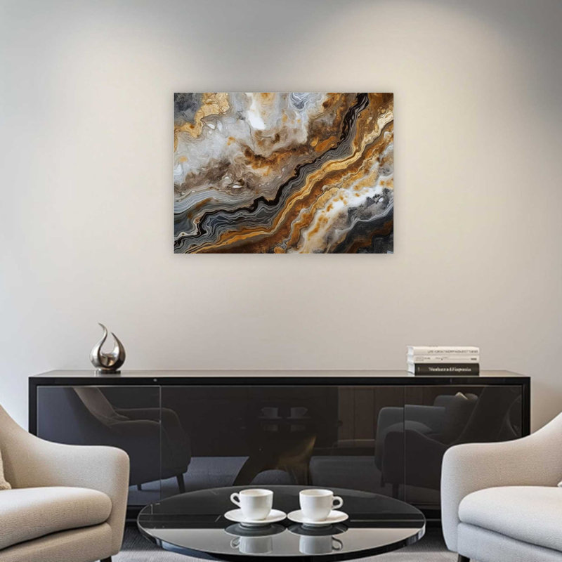 Impression sur toile Marble Essence or et gris, art mural de qualité supérieure pour le salon, 24 x 32 po