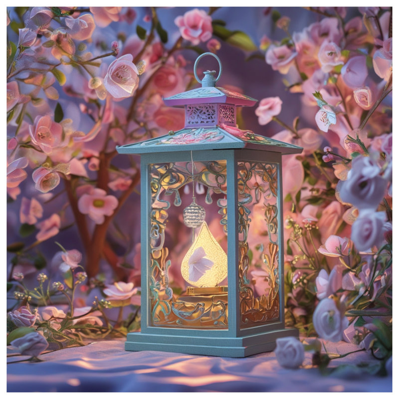 Lanterne florale avec rideaux en fleurs, 50 po x 92 po - 1 panneau, Transparent