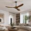Ventilateurs de plafond sans lumières, ventilateur de plafond sans lumière, ventilateur de plafond en bois massif à 3 pales Cfm Quiet High, grand ventilateur de plafond moderne avec télécommande, ventilateurs de plafond extérieurs à hélice pour pa