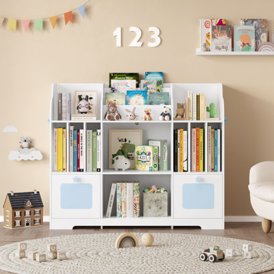 Gennesis 39.4"H Wood Storage Bookcase with 2 Ample Drawers