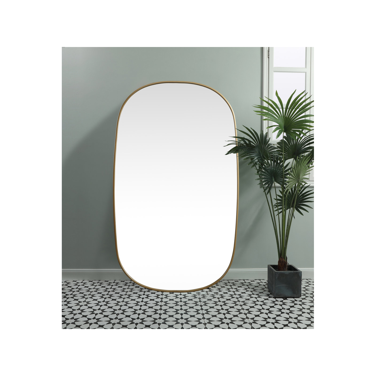 Bertin Metal Oval Wall Mirror, Brass, 60"  x 36" 