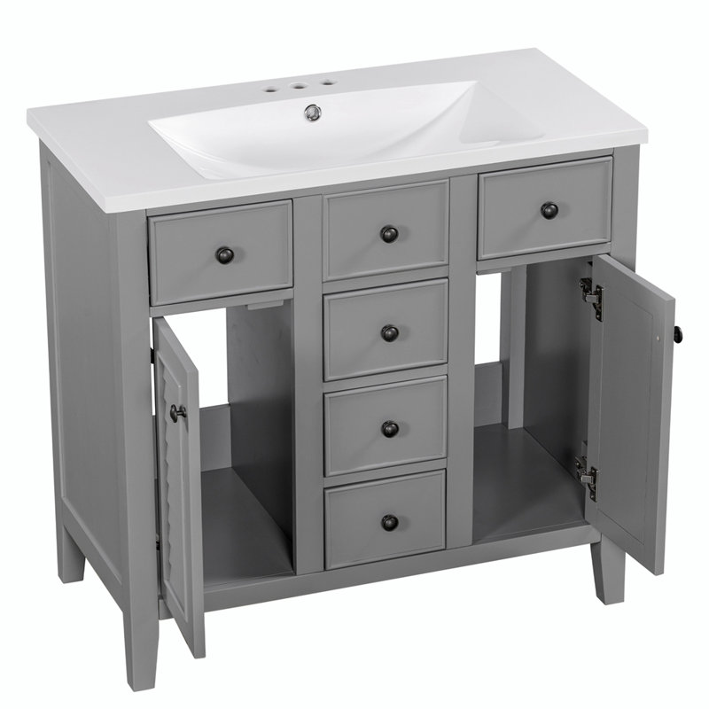 Meuble-lavabo simple 35,98 po avec plateau en céramique Patriks