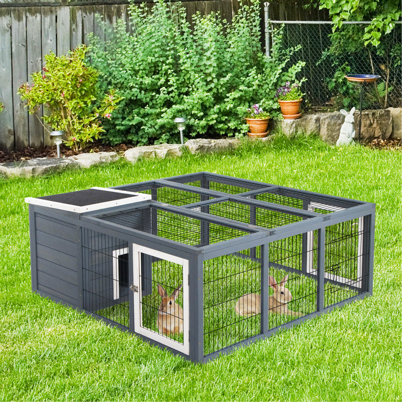 Cage à lapin avec cage principale Rabbit Hutch Bunny, Gris